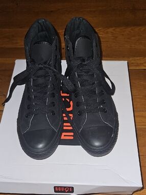 Men's Black Lace-Up High-Top Sneakers